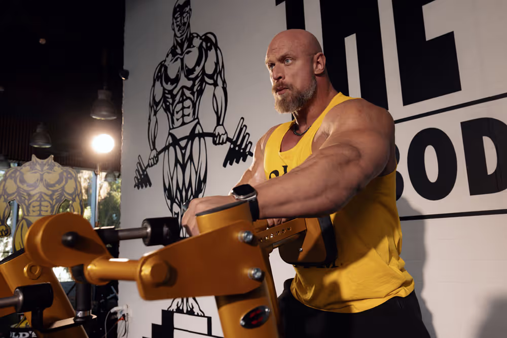 A man working out in a gym