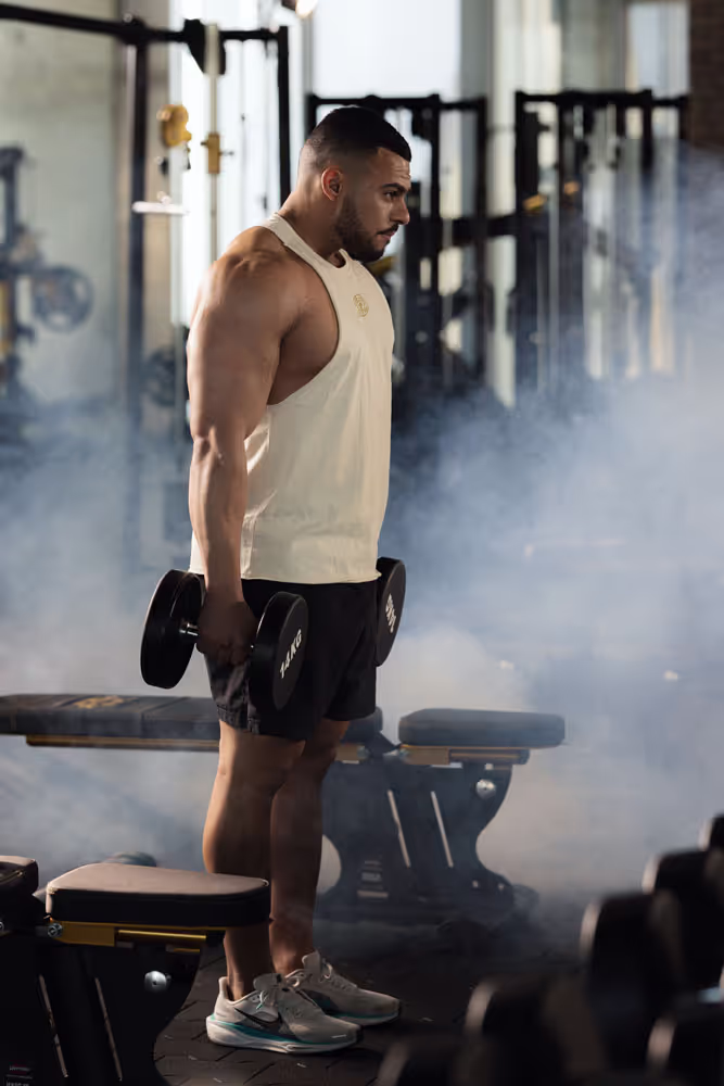 A man working out in a gym