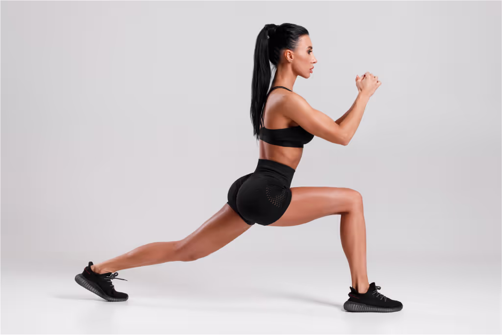 A woman stretching her leg muscles.
